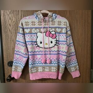 Hello Kitty x Forever 21 Holiday Fair Isle Hoodie Sz XS